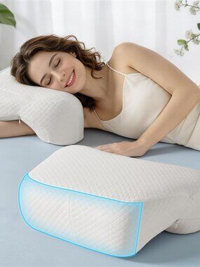 Side Sleeper Pillow with Arm Hole - Upgraded Ergonomic Memory Foam Pillow for Ne
